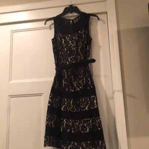 🖤 Black and Tan lace dress with flare skirt 🖤